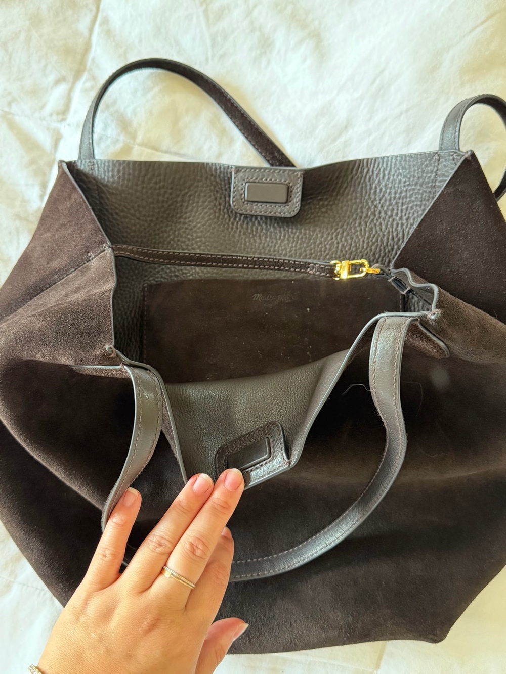 Madewell Dark Brown Suede Shopper Tote - Picture 6 of 8